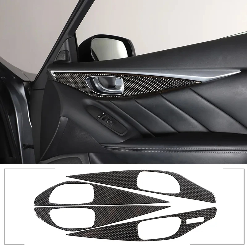 

For Infiniti Q50 Q60 2015-2022 Car Interior Handle Panel Decorative Frame Sticker Soft Carbon Fiber Interior Accessories LHD