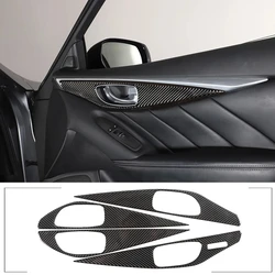 For Infiniti Q50 Q60 2015-2022 Car Interior Handle Panel Decorative Frame Sticker Soft Carbon Fiber Interior Accessories LHD