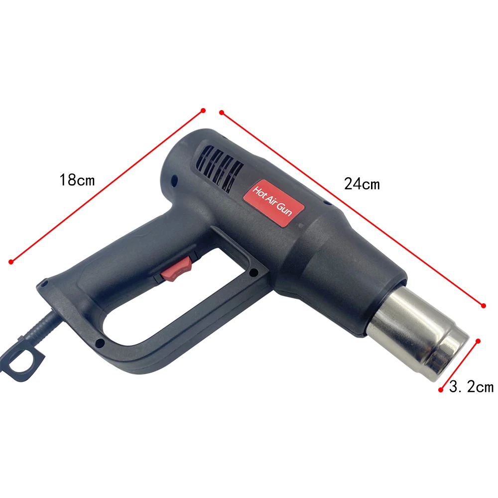 Imagem -06 - Elétrica Pistola de ar Quente 220v Industrial Dupla Velocidade do Vento Temperatura Controlada Construção Secador Cabelo Pistola Calor Bico 2000w