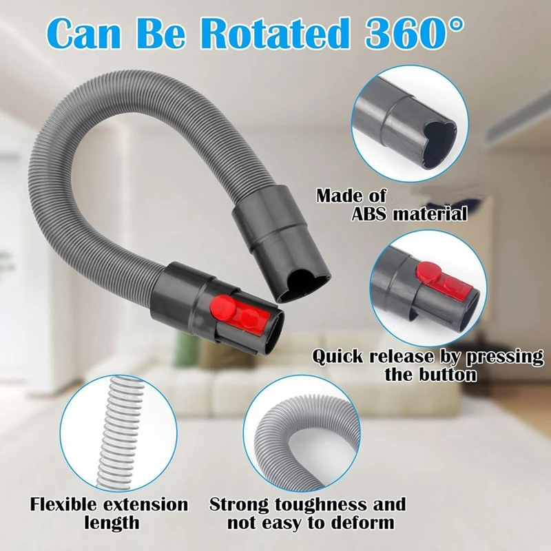 Abbk-extensão de mangueira elástica de substituição, bico de fenda estendido flexível, bloqueio de interruptor e adaptador para dyson v11 v10 v8 v7