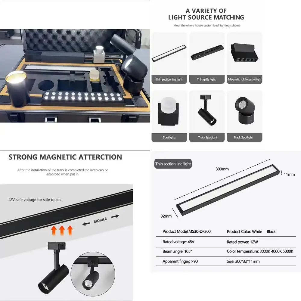 Ultra-thin Magnetic LED Track Light System Box for Portable Customized Track Lighting Sample Kit for LED Track Lights for
