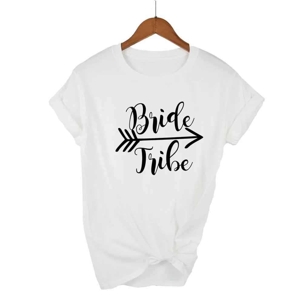 Women T Shirt Bride Tribe Arrow Print Tshirt Women Short Sleeve O Neck Loose T-shirt Ladies Causal Tee Shirt Clothes Tops