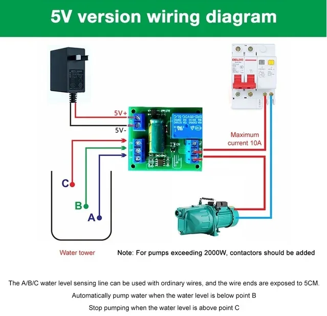 Contrôleur de niveau d'eau automatique, interrupteur de capteur de liquide technique, électrovanne, pompe à moteur, panneau de commande précieux, DC 5V, 12V