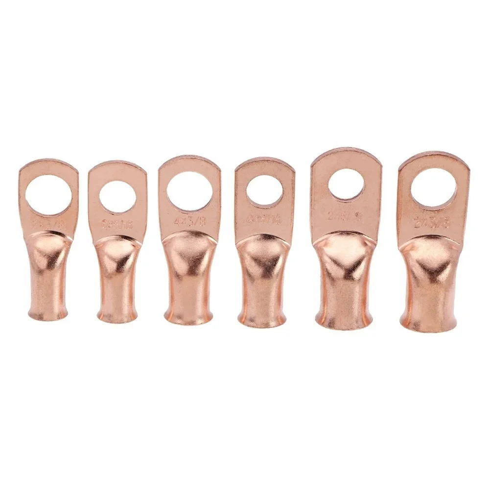 60PCS Copper Nose Terminal Connectors With Heat Shrink Tubing For American Standard AWG 6 4 2 Wire Electrical Lugs Kit In Box