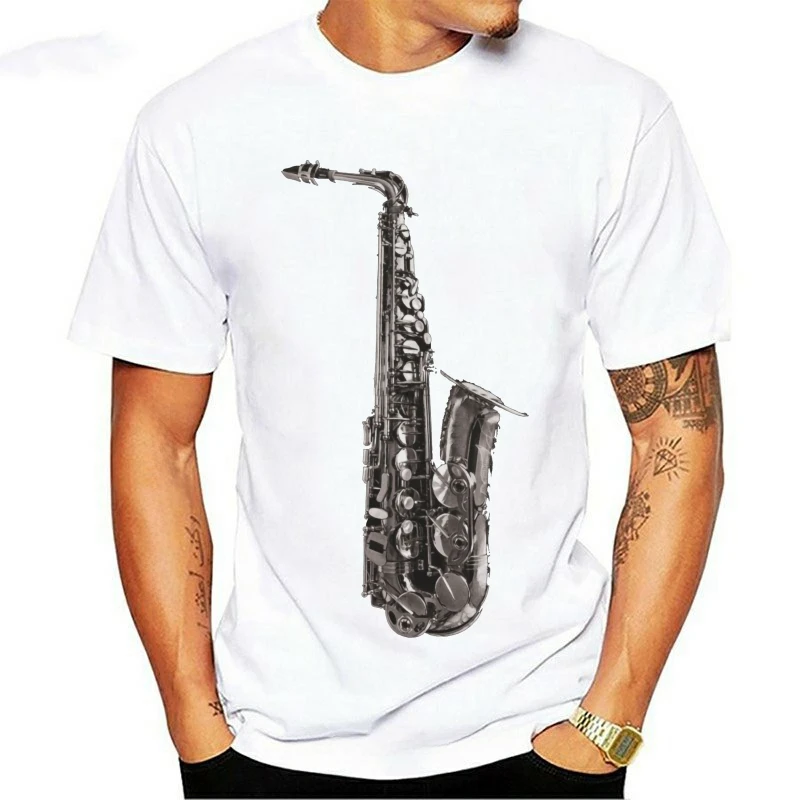 Man Clothing New  Fashion Summer Style Saxophone Sax Unisex Fit T-Shirt Mens & Ladies Music Instrument Festival Band Tee Shir