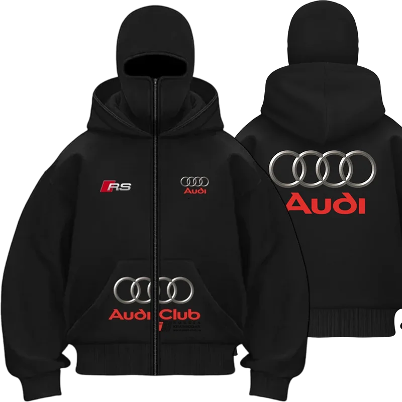 

Ветрозащитная теплая мотоциклетная куртка Audi, двухслойный кардиган с капюшоном, толстовка в индивидуальном стиле для байкеров