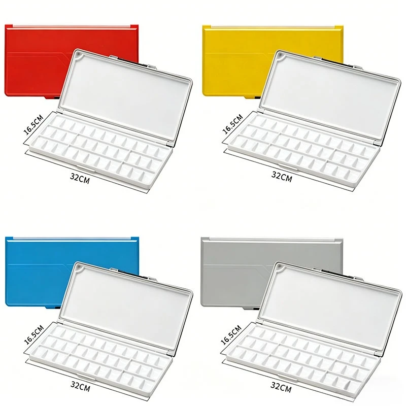 

33 Grids Moisturizing Watercolor Palette Deep Slant Hole Leakproof Lid Portable Large Washable Paint Tray for Artists