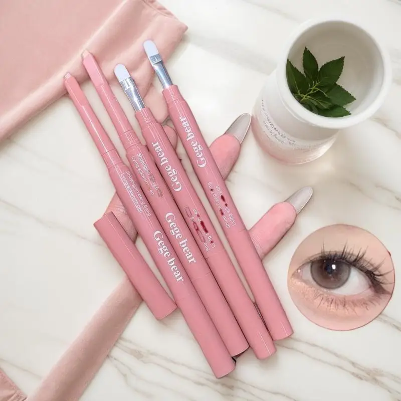 게게 베어 2 in 1 바이컬러 리딩 펜슬 삼각형 헤드 하이라이터 언더 아이 펜슬 아이섀도우 브라이트닝 방수 메이크업 도구