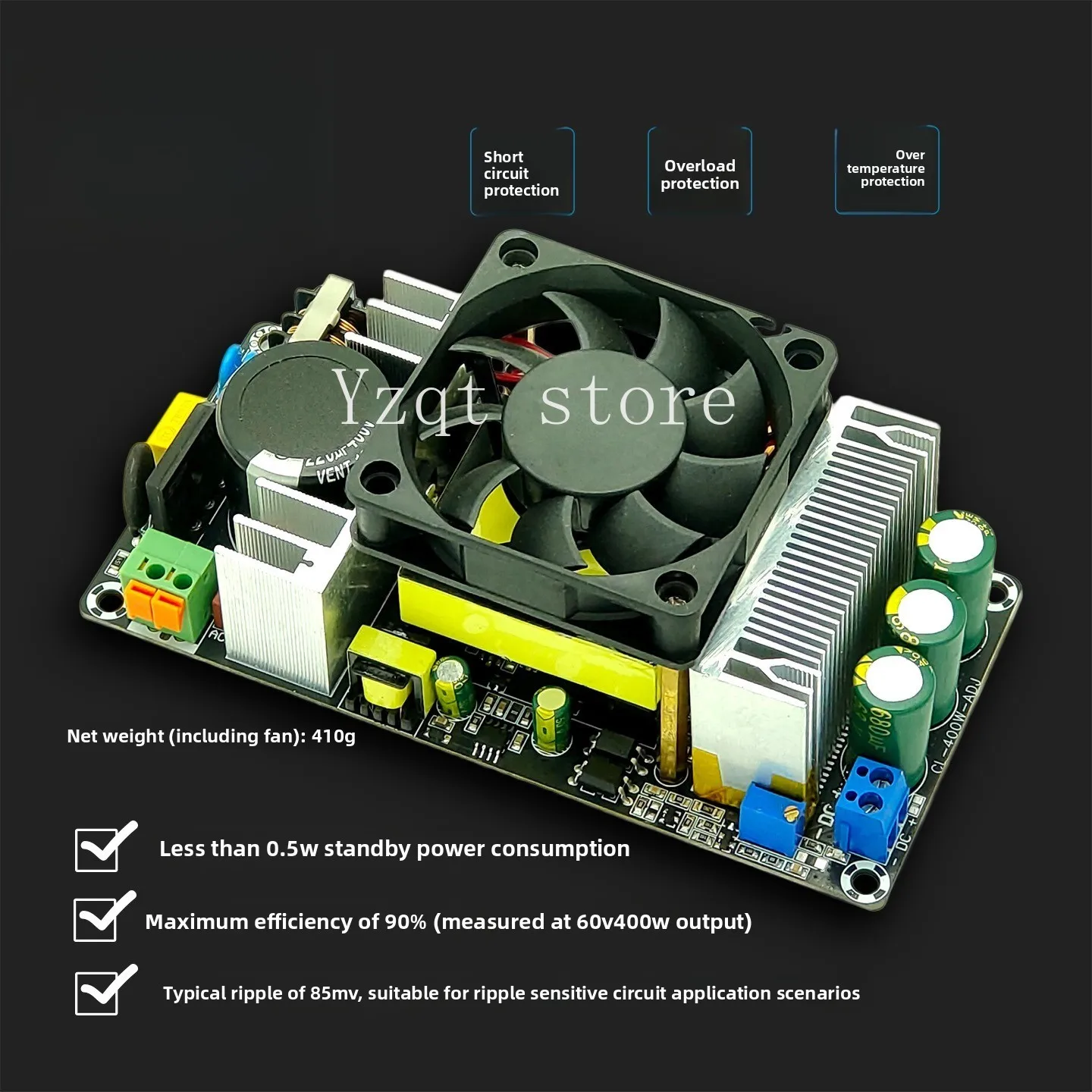 400W high-precision adjustable switching power supply board 16V-60V low standby quiescent current, small size