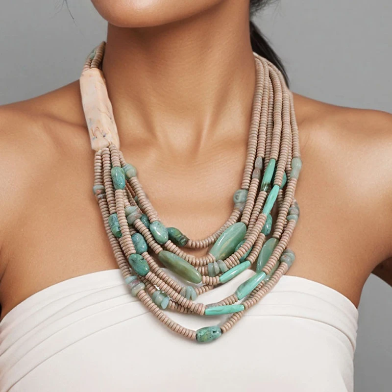 Mehrschichtige Statement-Perlenkette, handgefertigt für Frauen, Hochzeit, Party, Schmuck