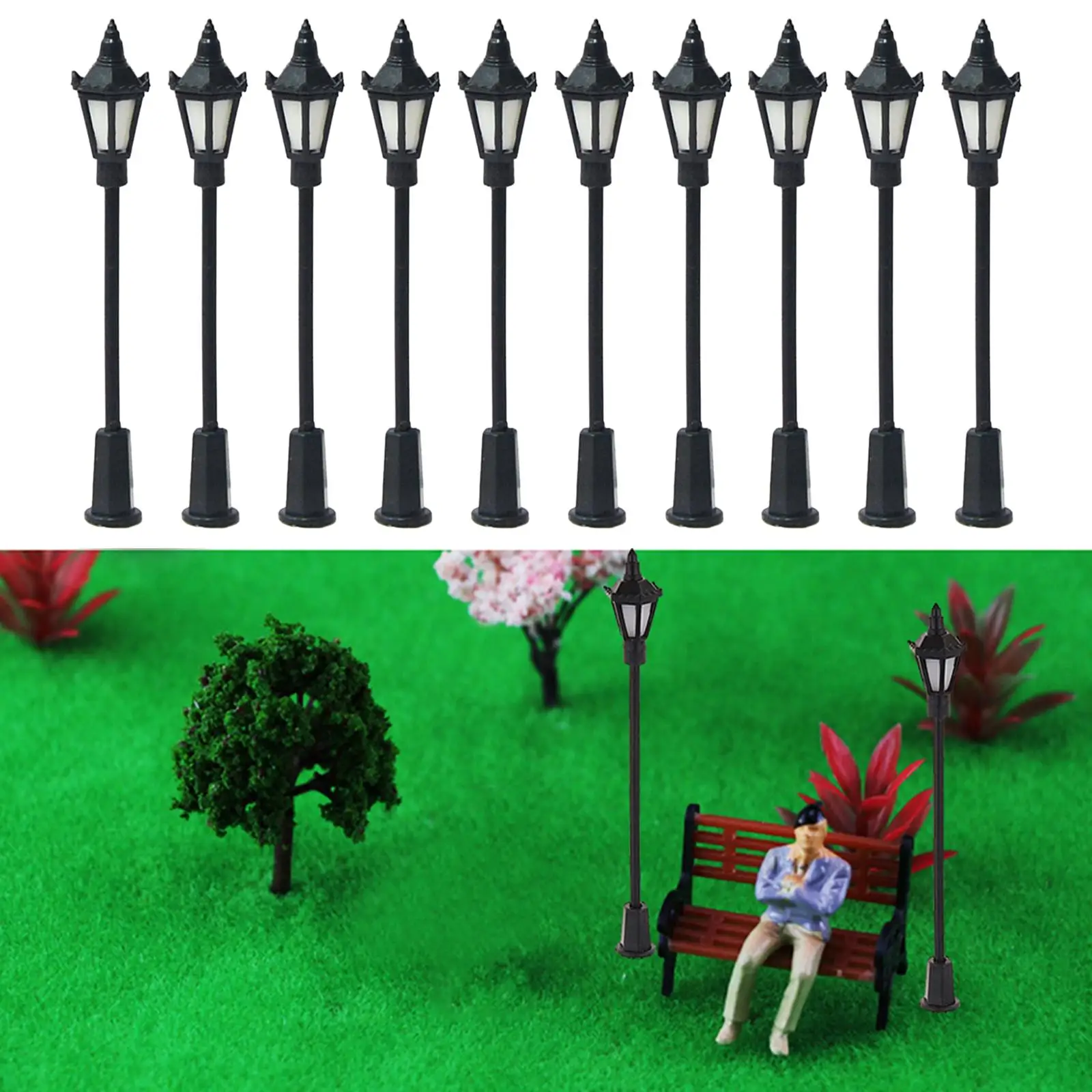 10x 1:75 Scale Model Train LED Lights Railway Lamppost for Building Accessories