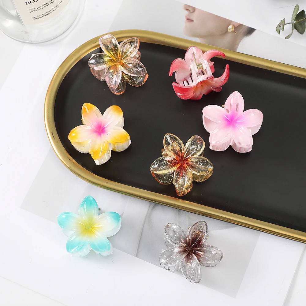 2pcs/set Flower Hair Pin Claws For Girls Korean Hairpin Hair Claw Hair Clip Women Sweet Hair Accessories Small Size Hair Claw