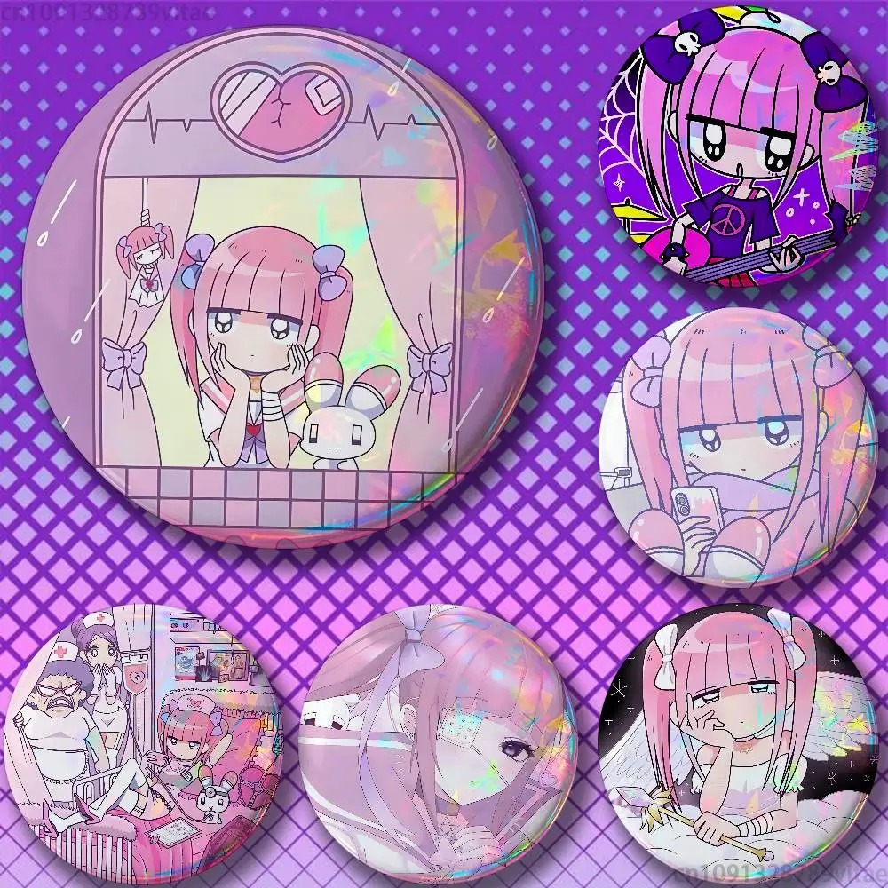 Menhera Chan Girl 25mm 75mm 44mm 58mm 32m Brooches Badges Pins for Accessories