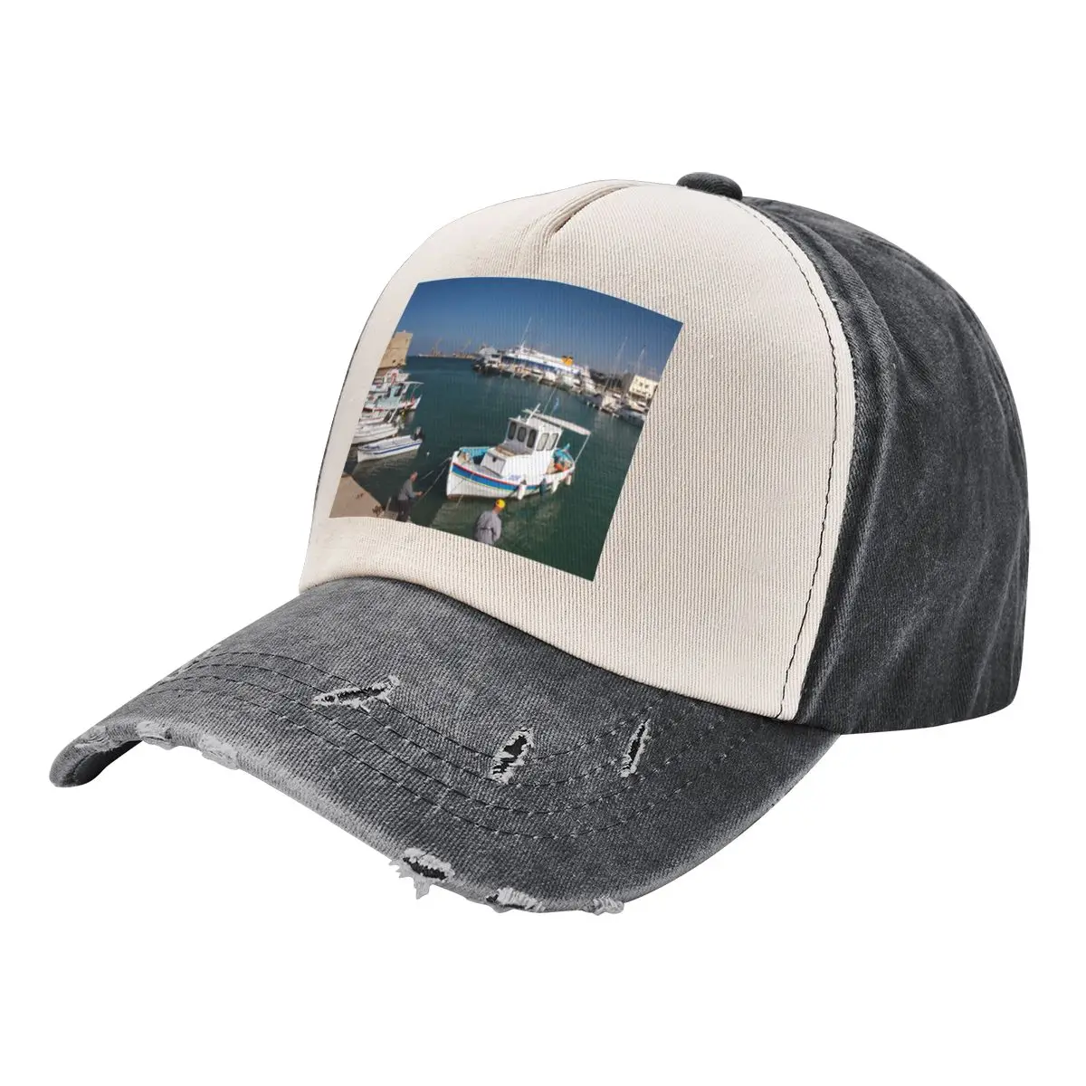 Venetian Harbour, Heraklion, Crete, Greece Baseball Cap black Fashion Beach Women's Hats Men's