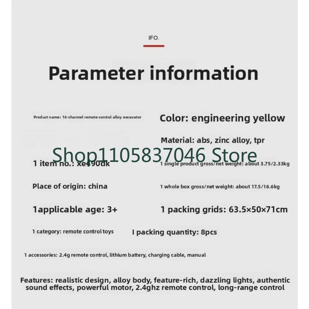 Excavator Model Remote Control Alloy Electric Toy Excavator Ultra Long Range Lithium Rechargeable Battery Pendant