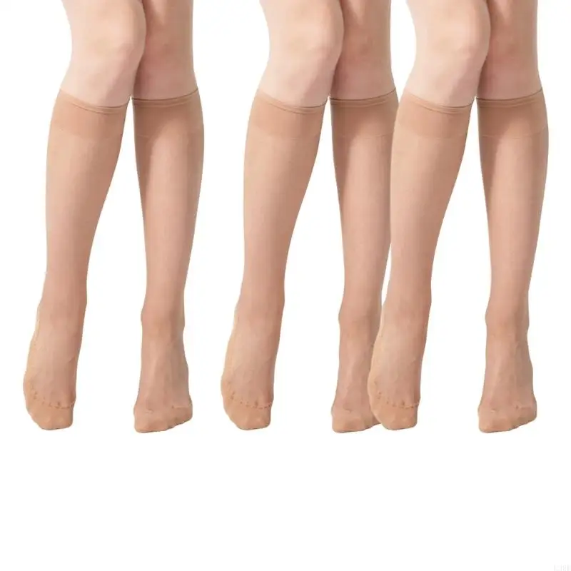 

L38E Женские прозрачные гольфы с комфортными верхними 3 парами нейлоновых брючных носков