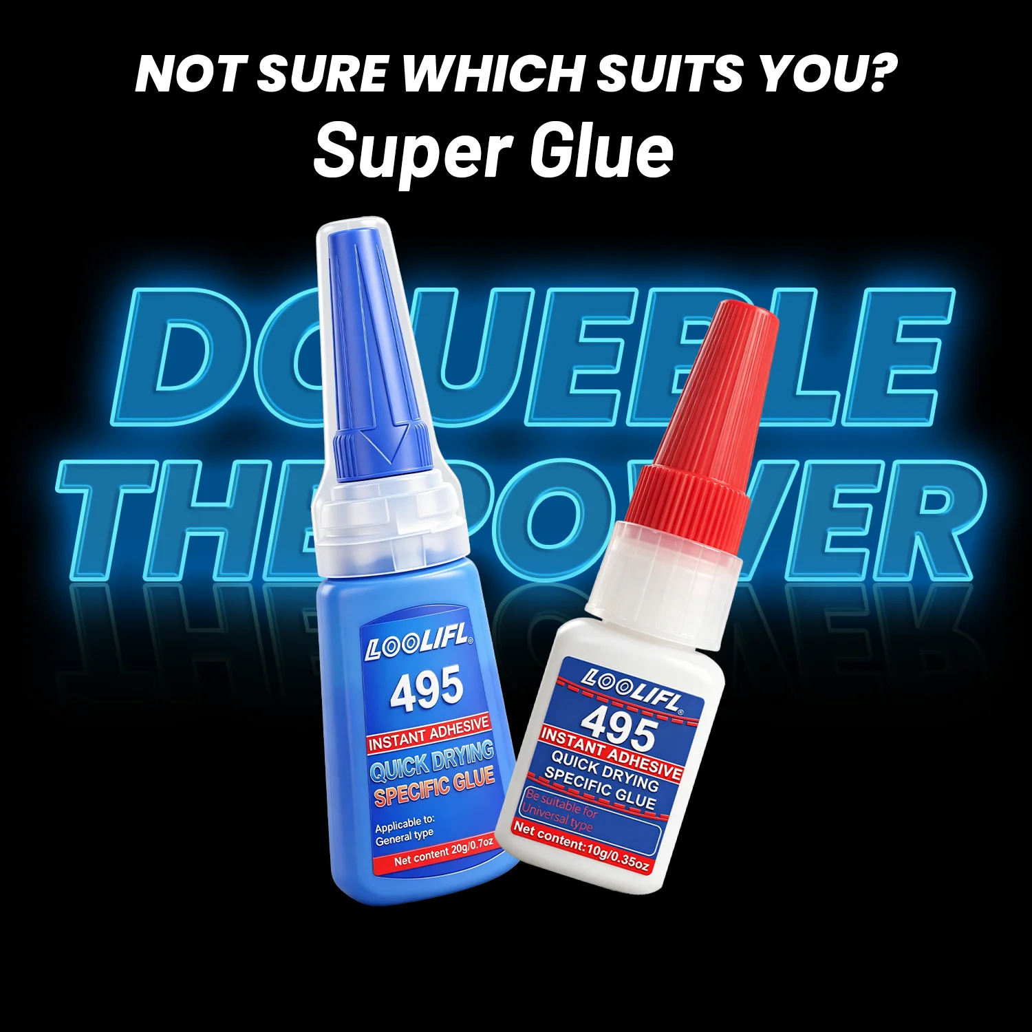 

LOOLIFL 20g Instant Glue Super Glue Strong Bond Cyanoacrylate Fast Drying Adhesive All-Purpose for Plastic Metal DIY Repair tool