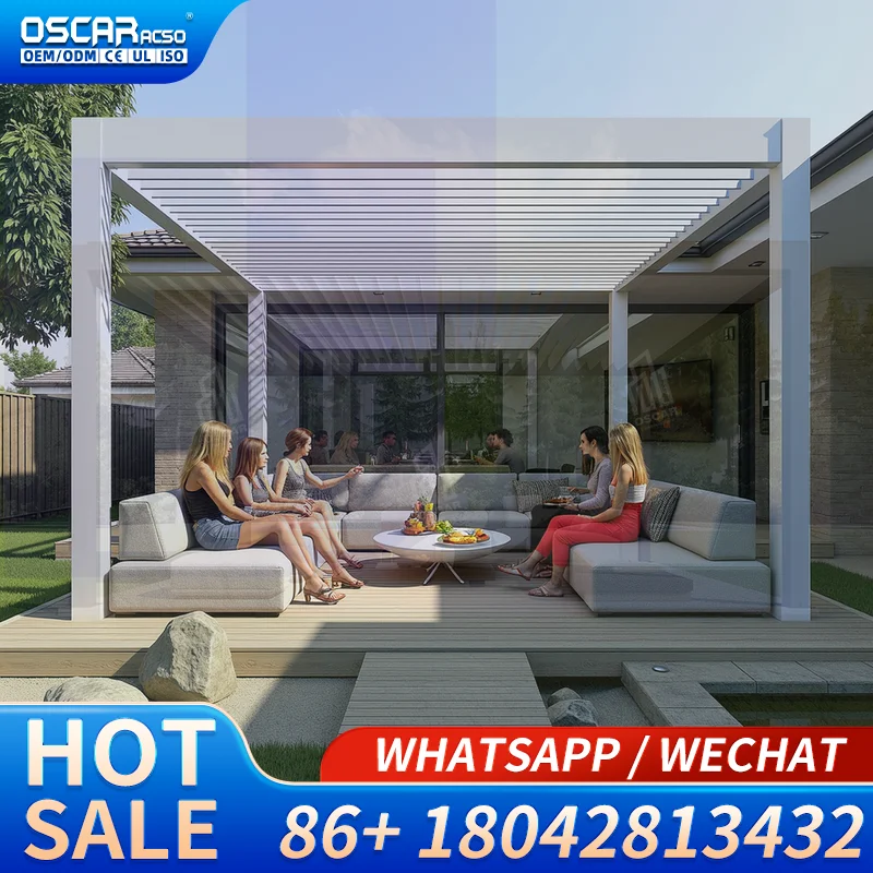 3m X 6m 4m X 6m 4X5 Meter Louvered Aluminum Patio Shelter Outdoor Structure for Garden Backyard Pergola