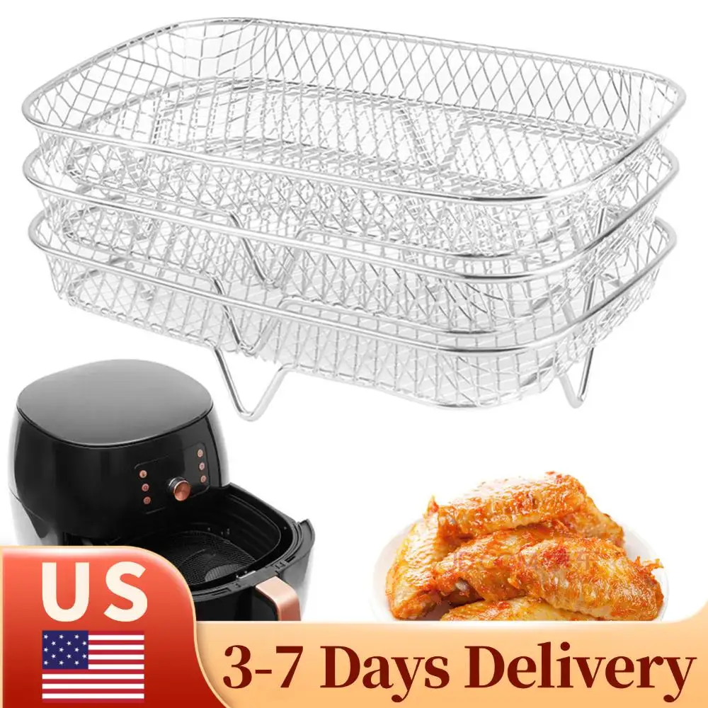 

Корзина-гриль для аэрофритюрницы из нержавеющей стали, многоярусная сетчатая корзина для аэрофритюрницы, аксессуары для аэрофритюрниц