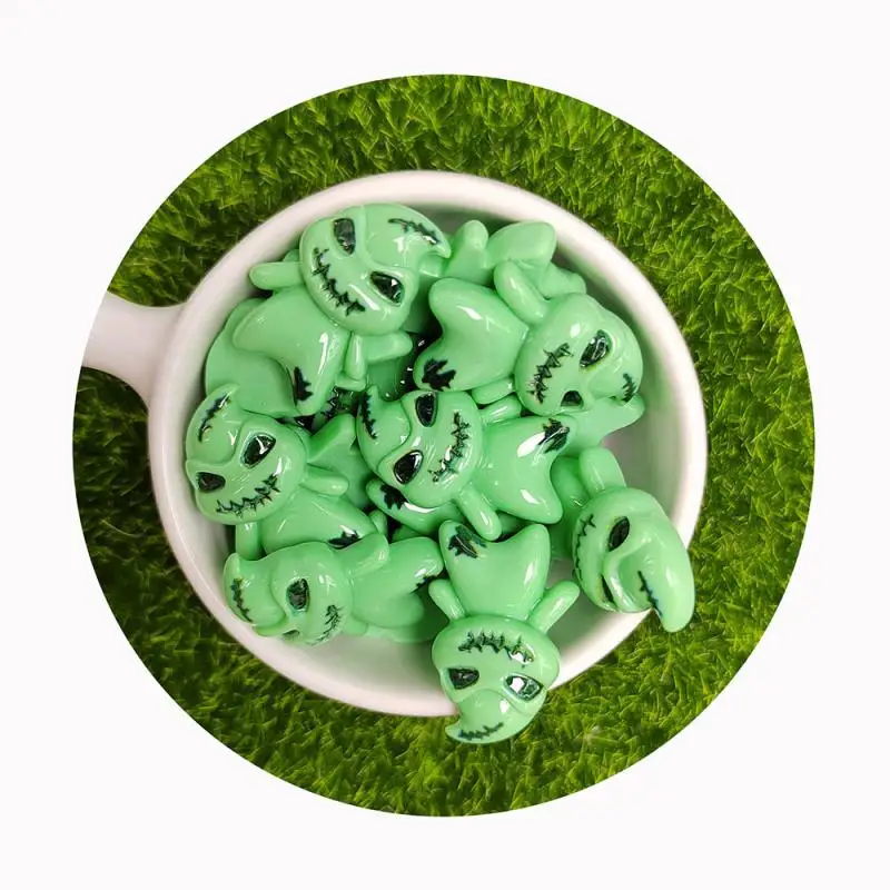 Halloween Green Ghost Flat Back Resin Figurines DIY Scrapbook Bow Accessories Home Crafts