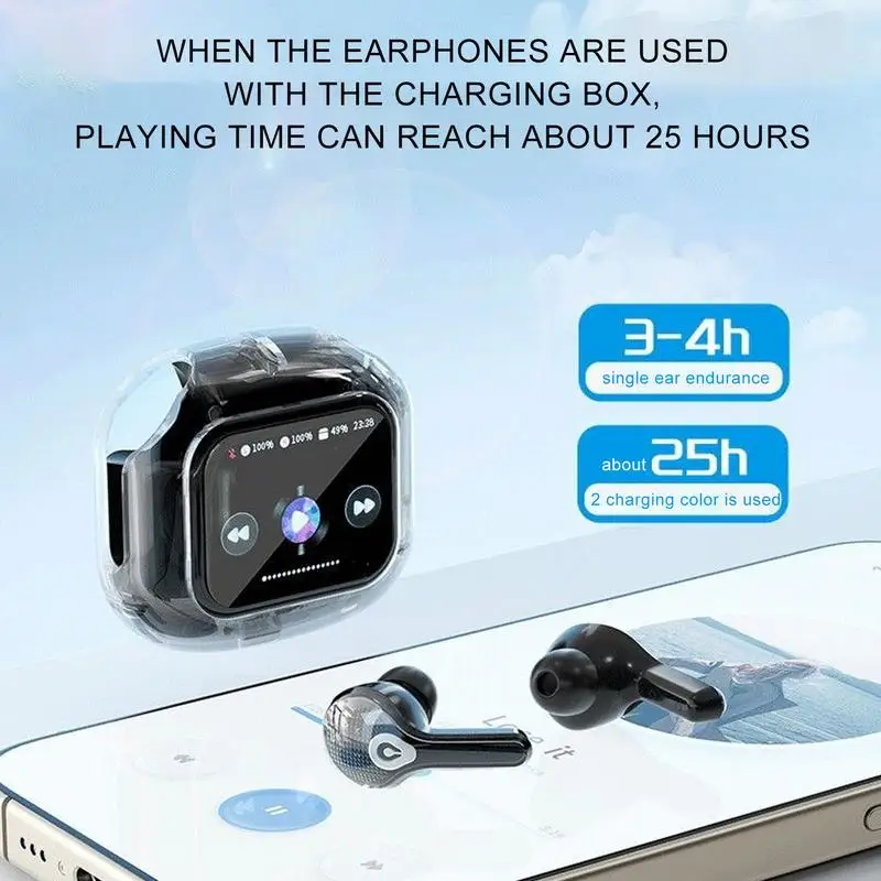 سماعات أذن لاسلكية بخاصية إلغاء الضوضاء، سماعات أذن رياضية مع شاشة تعمل باللمس، سماعات أذن لاسلكية بخاصية إلغاء الضوضاء مع مصباح LED متعدد الوظائف