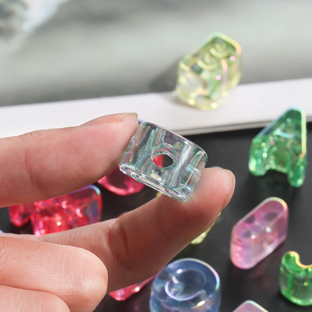5pcs Transparent Acrylic Letter Beads Random Mixed A-Z Alphabet Spacer Beads for DIY Bracelet Necklace Jewelry Making Findings