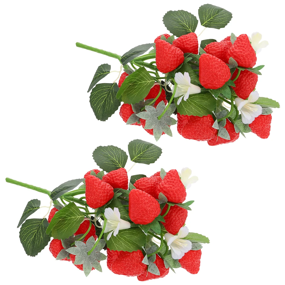 

2Pcs Artificial Bouquet Faux Fruits Decor Home Desk Office Fake Plant Ornaments Vibrant Faux Plants For Table Color