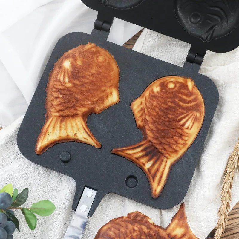 Japońska patelnia Taiyaki do ciasta Gofrownica do naleśników Wypiekacz do chleba Podwójna ryba Deser Patelnia do smażenia Gofrownice do domu DIY