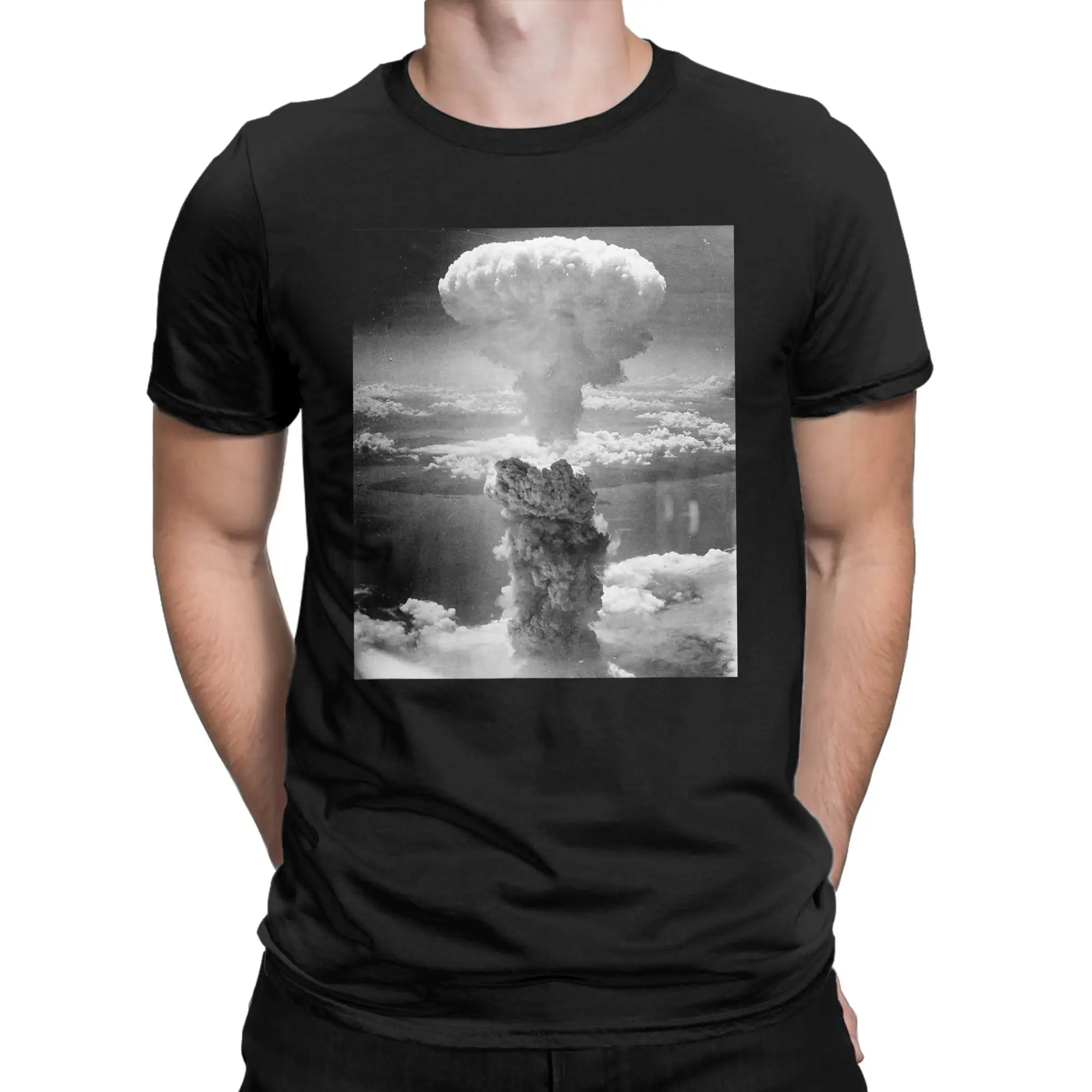 Men's Nuclear Explosion T Shirts  100% Cotton Clothes Funny Short Sleeve Crew Neck Tee Shirt Big Size T-Shirt