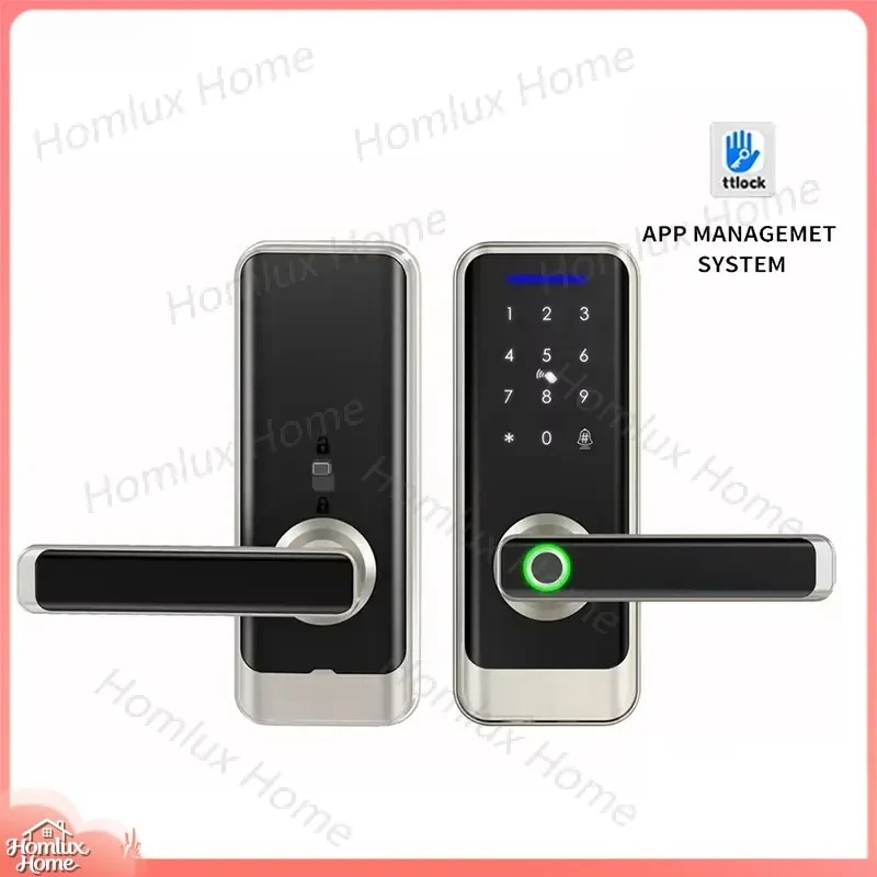 Smart Door Lock with Fingerprint Password Keypad WiFi Bluetooth App Control Electronic Lock for Home Office Security Silver