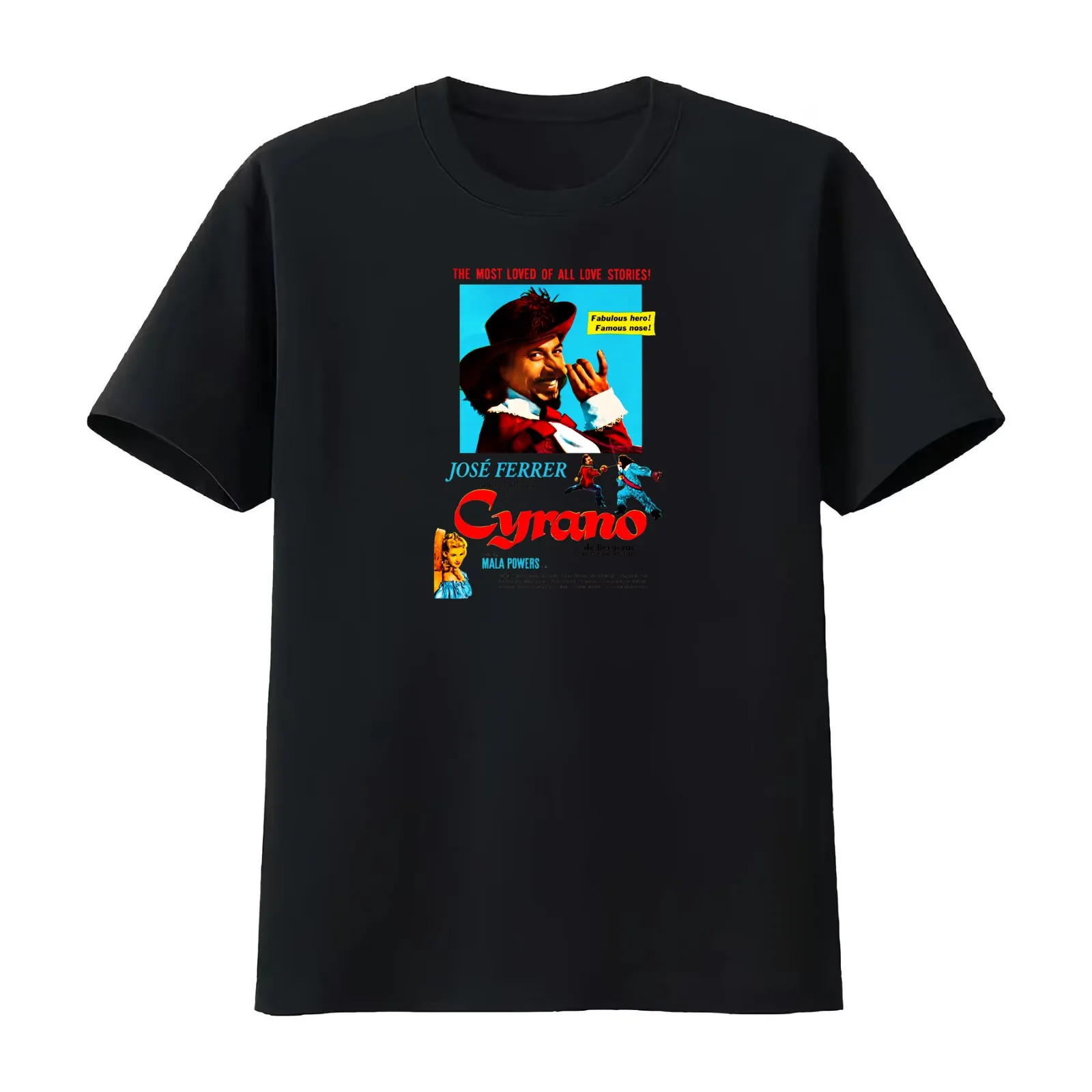 Cyrano de Bergerac Movie Poster 1950 T-Shirt Summer Casual Cotton Tee Oversized Streetwear Tops Vintage Graphic Print