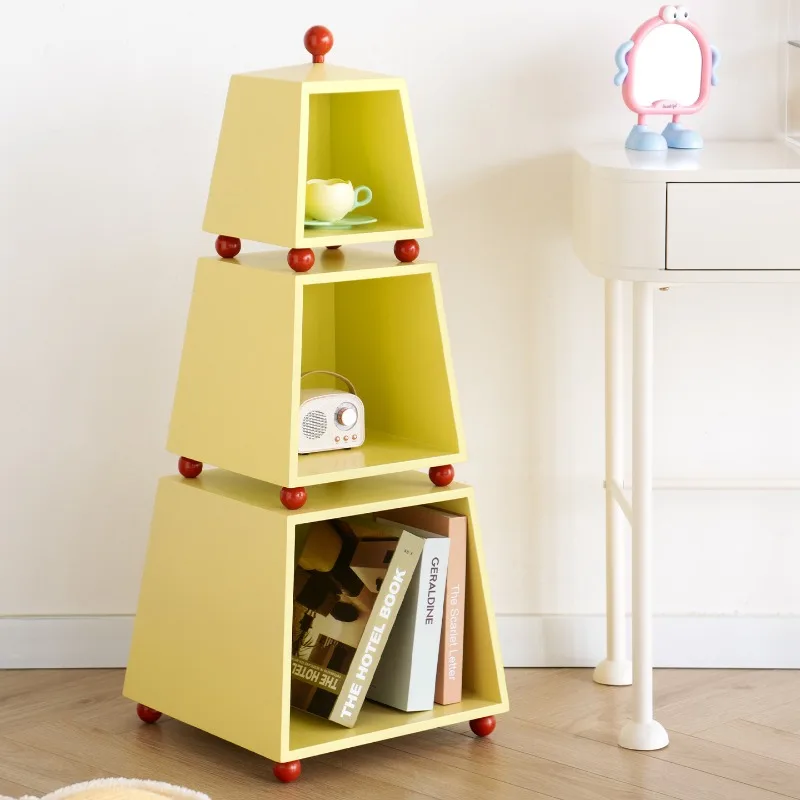 Creative Triangle Bookcase Dopamine Children's Room Storage Rack Multifunctional Floor Book Storage Bedroom Organizer Rack