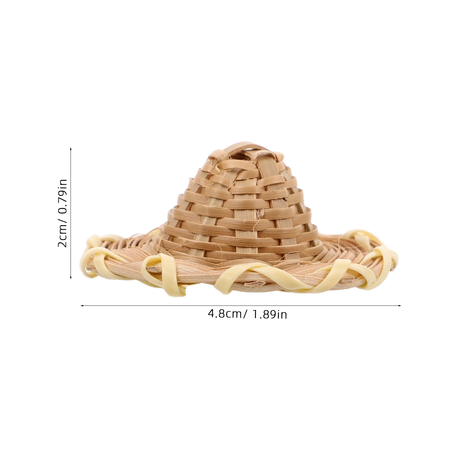 หมวกหวายจิ๋ว 5 ชิ้น สำหรับงานฝีมือ ของตกแต่งสไตล์ชนบท DIY หมวกฟางจิ๋วสำหรับบ้านตุ๊กตา ของตกแต่งขนาดเล็ก