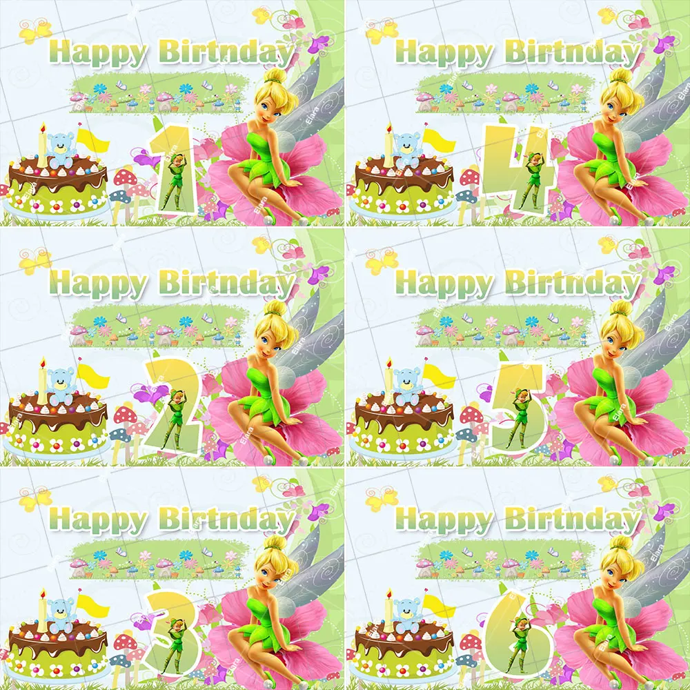 

Customized Tinker Bell Fairy Elves Girl's 1-20th Birthday Green Elf Fairy Princess Baby Shower Baptism Background Photo Studio