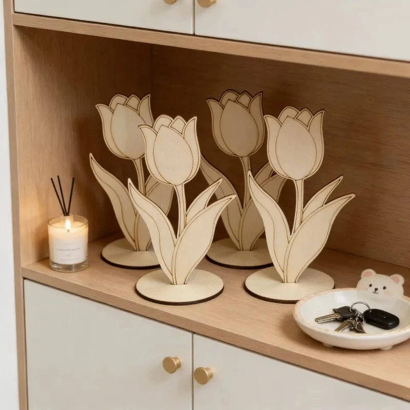 10 Stück Holzscheiben, Rosenblüten-Ornament, unvollendet, zum Selbermachen, Malen, Basteln, Frühlingsdekoration, Ostern, Partygeschenke, Zubehör