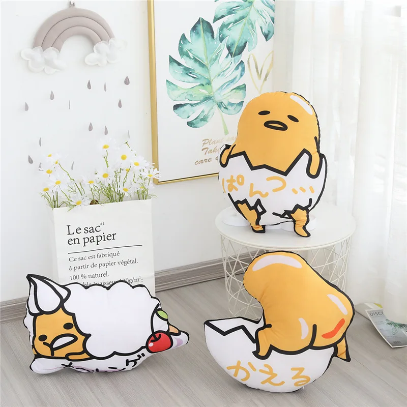 Hot Anime Cute Egg Yolk Plush Toys Double-sided Printing Pillows Kawaii Room Decorate Bedding Supplies Stuffed Toys Girls Gifts