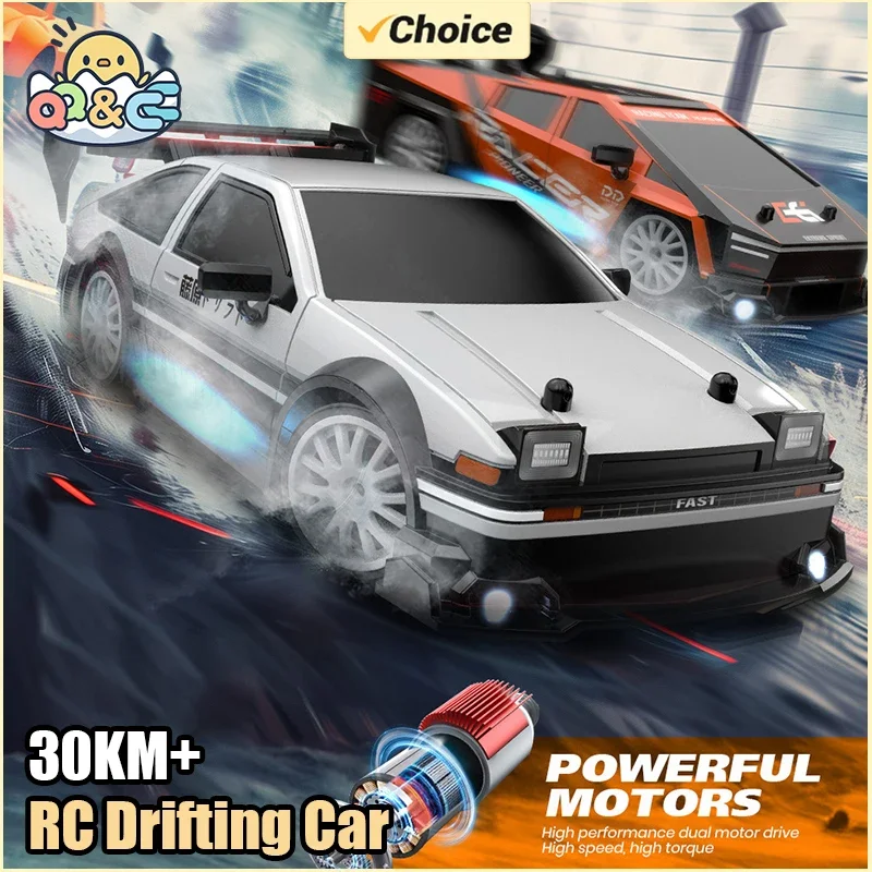 Coche de deriva RC 1:24 4WD 30 km/H luces LED de alta velocidad giroscopio 2,4 Ghz Control remoto con carcasa de PVC juguetes eléctricos para niños regalo