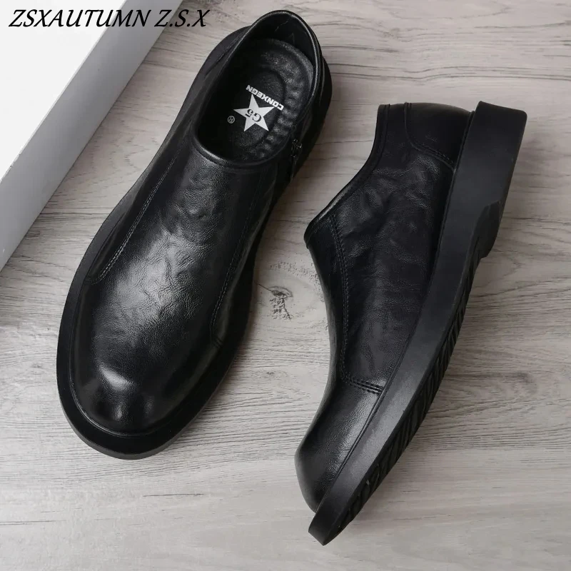 Estilo britânico sapatos casuais sapatos de couro sola grossa sapatos formais moda mocassins elegante lazer sapatos masculinos primavera outono novo