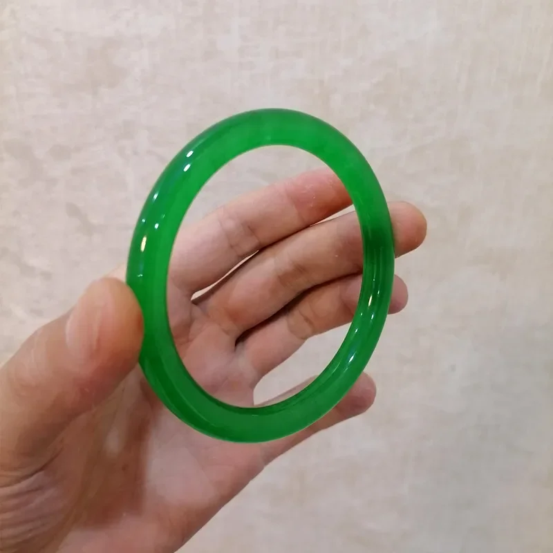 Natural Emerald Green Hand Carved Round Jade Bracelet Fashion Boutique Jewelry Men's and Women's Full Green Jade Bracelet