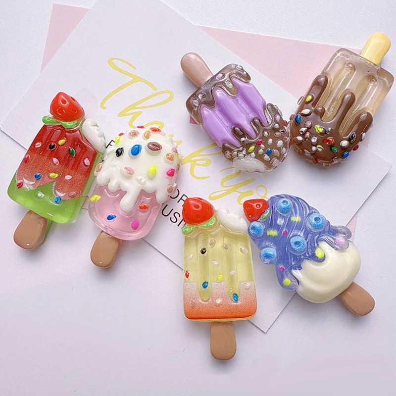 6Pcs Cute Colorful Chocolate Fruit Cake Ice Cream Resin Fridge Magnets Magnetic Push Pin for Refrigerator Whiteboard Home Decor
