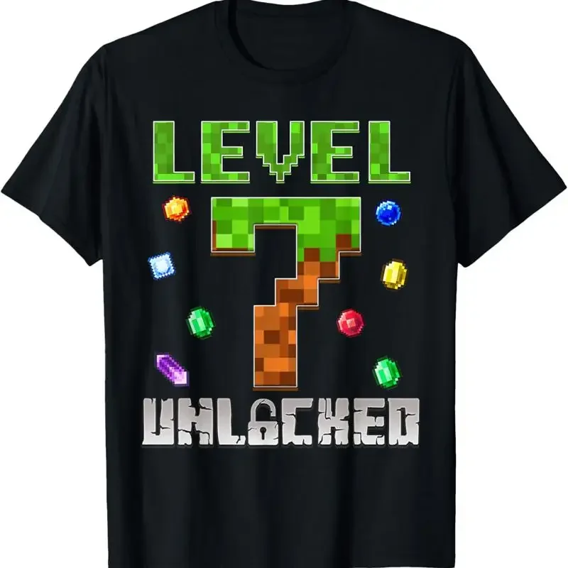 Birthday Boy Level 7 Unlocked 7Th Game Pixel T Shirt