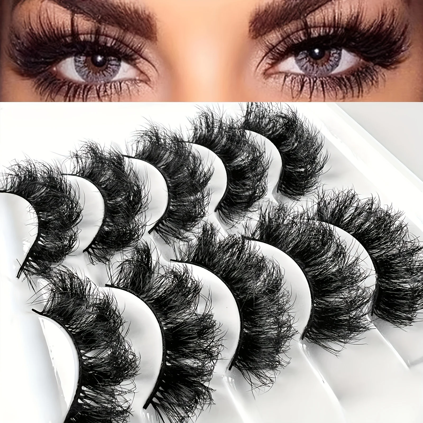 5 أزواج من الرموش ثلاثية الأبعاد سميكة ورقيقة، رموش طويلة طبيعية سميكة ومتفجرة
