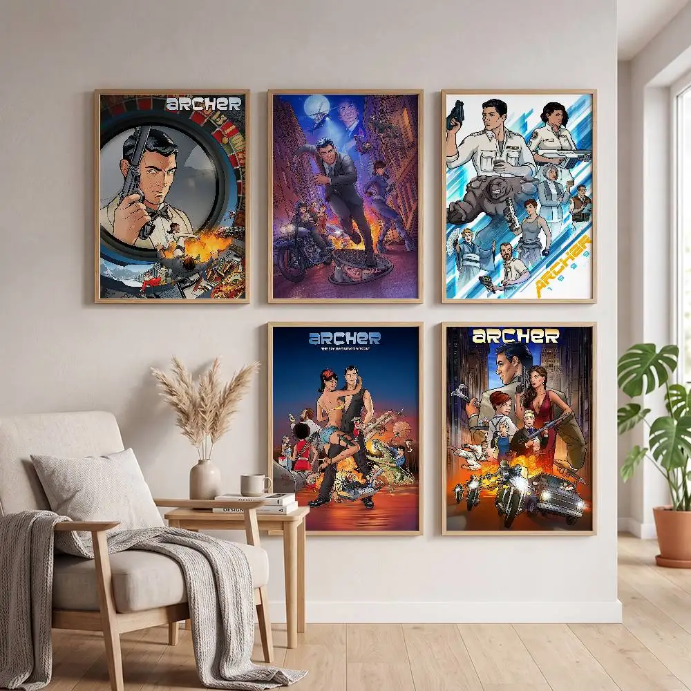 TV A-Archer Vintage-Poster, selbstklebender Kunst-Aufkleber aus wasserfestem Papier, für Café, Bar, Zimmer, Wanddekoration