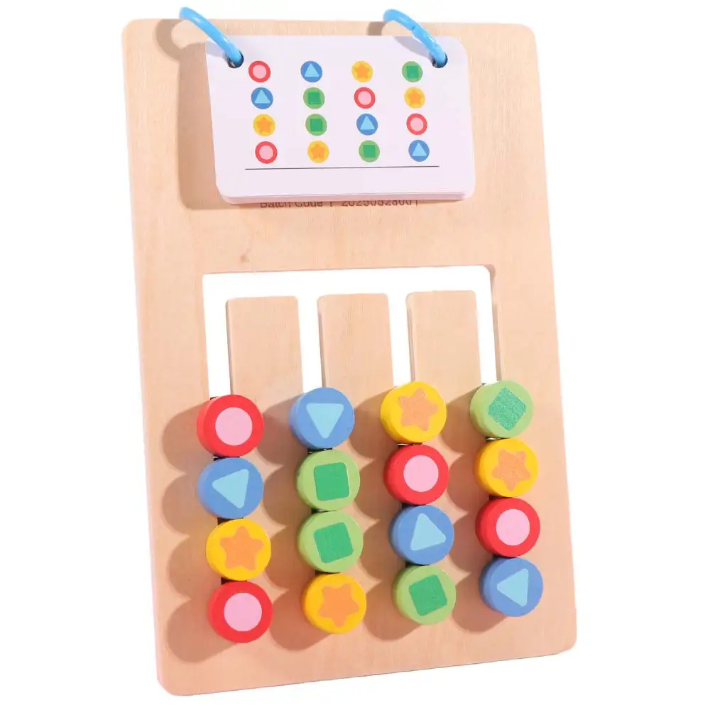 Juego de combinación de colores de 4 colores Montessori, desarrollo de pensamiento de madera, rompecabezas cognitivo de colores de habilidades motoras finas de doble cara