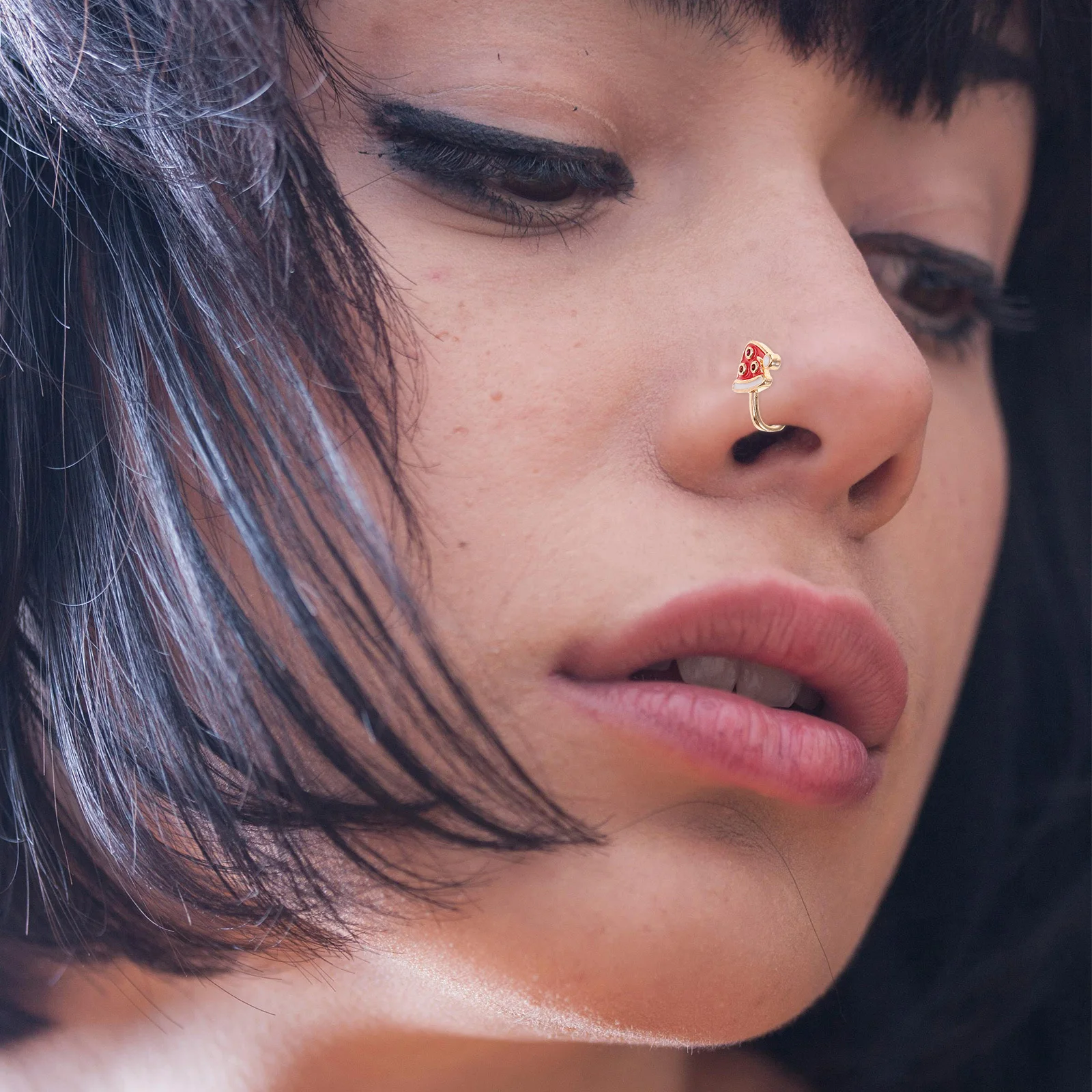 وهمية الأنف الدائري عيد الميلاد سلسلة U-شكل غير ثقب كليب على الأنف الصغير مسمار مجوهرات النساء عطلة موضة ثقب البطن وهمية #3