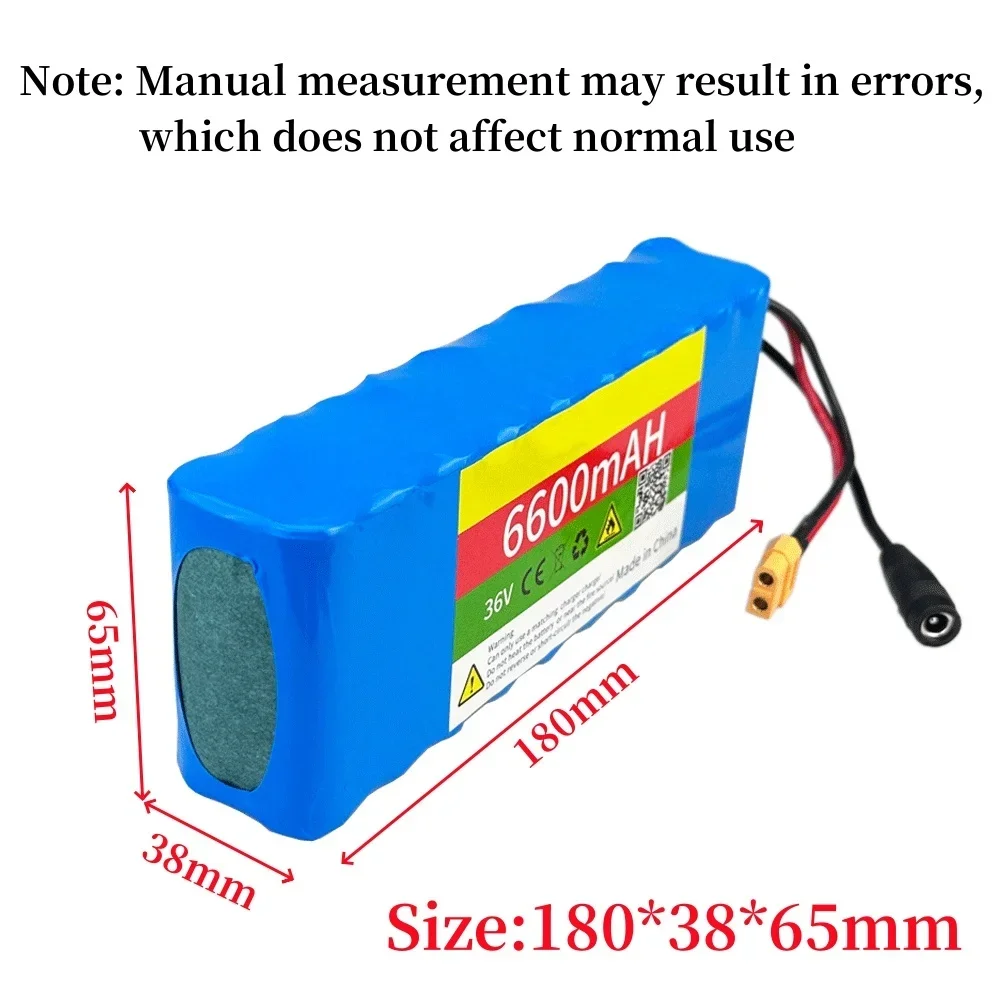 10S2P 36V 6600mAh 18650 Rechargeable Battery Pack,Modified Bicycles,Electric Vehicle 42V Protection PCB+42V charger