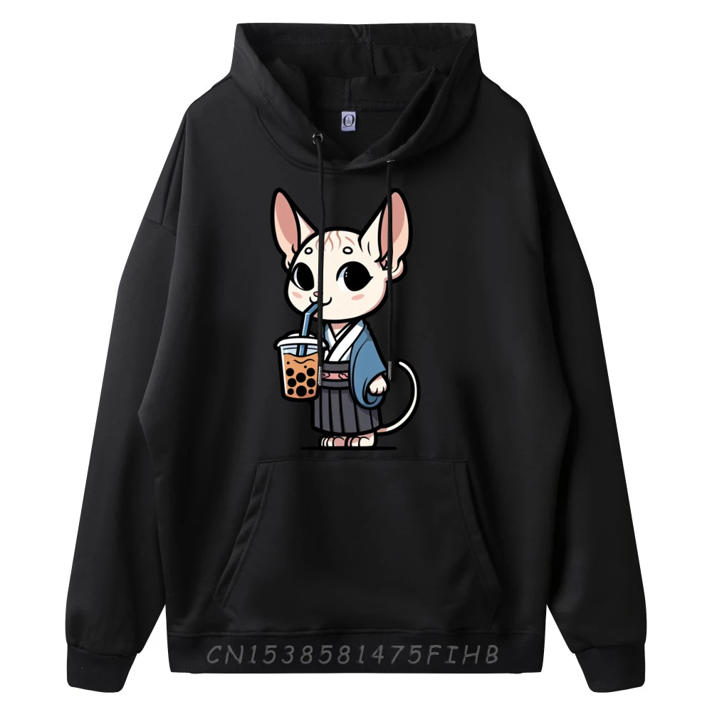 Sphynx Cat Bubble Tea Funny Pet Boba 3d Printed Pullover Hoodies Women Men's Clothing Deals Mardi Gras