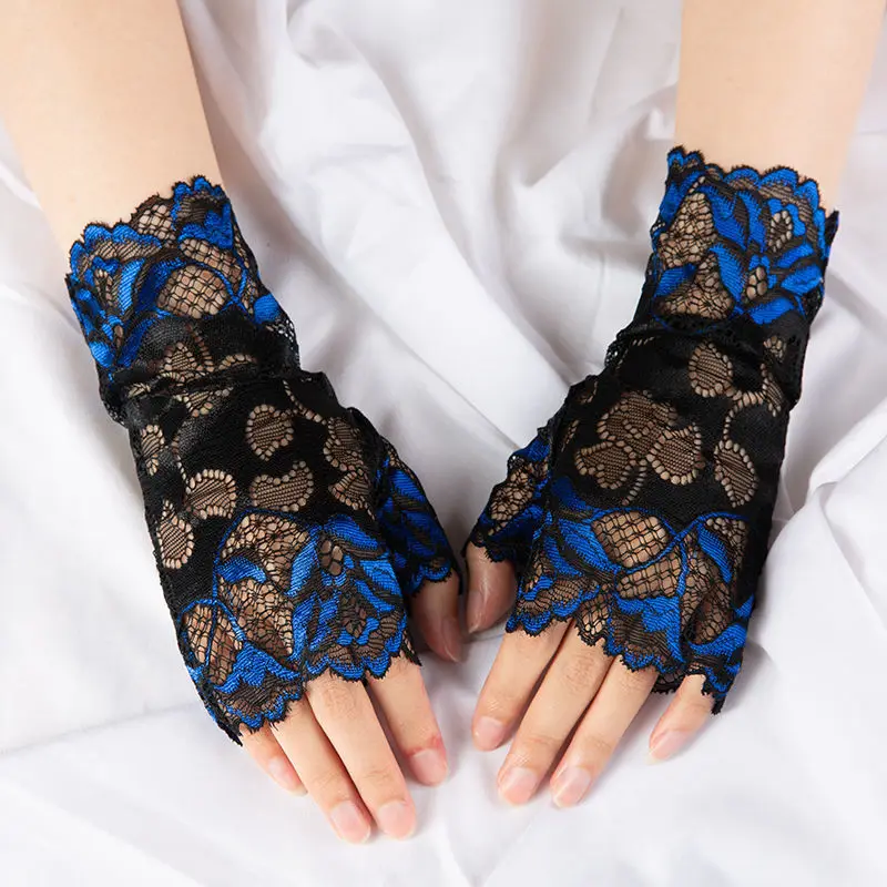 

Lace Fingerless Gloves Women Short Sunproof for Riding Dancing Performance Spring Summer Fall