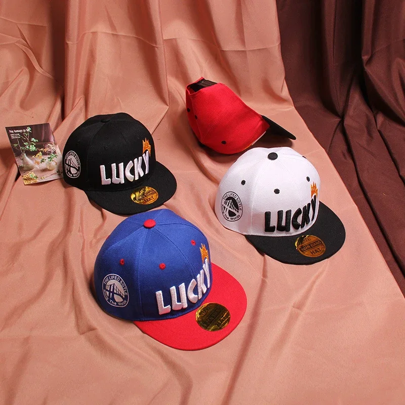 

2026 Children's Peaked Caps Lucky Baby Boys Sun Hat Embroidery Cotton Girls Baseball Cap Kids Children Hip Hop Hat 3-10 Years