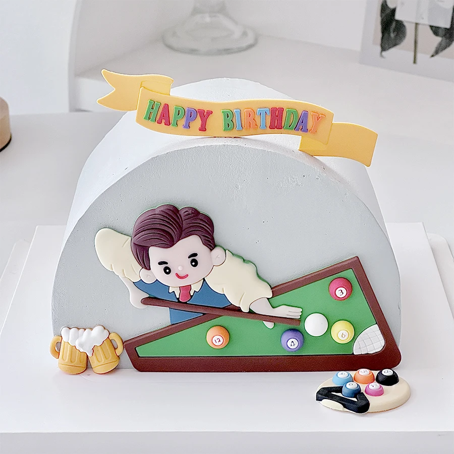 Tarta de billar para el Día del Padre, Decoración de cumpleaños, cerveza, papá, fiesta de hombres, decoración de tenis de mesa